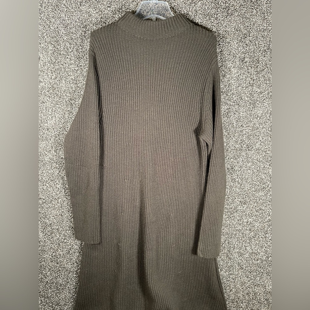 Filson Women’s Tight Knit Wool Long Sleeve Sweater Dress Size Large Olive Green